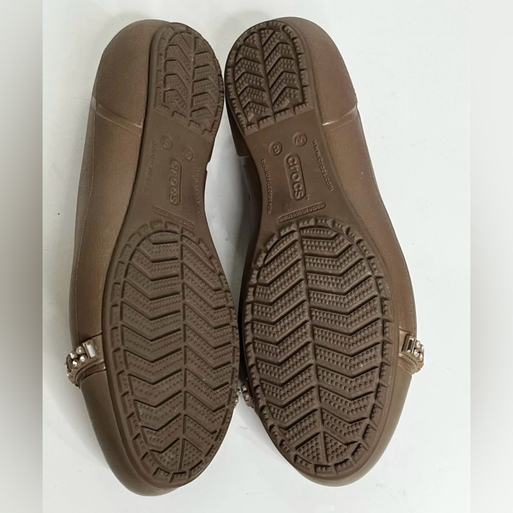 Crocs‎ Tan Rhinestone Slip On Women's Flats Size 8W - Picture 8 of 8
